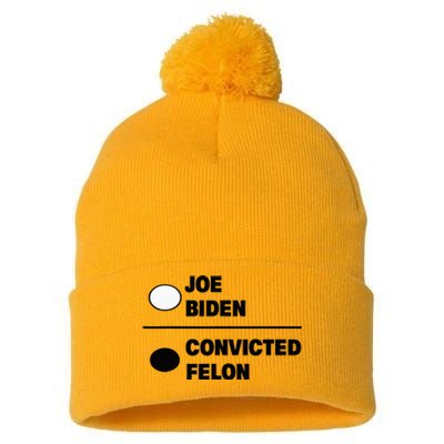 Joe Biden Vs Convicted Felon Funny Paper Ballot Voting Humor Pom Pom 12in Knit Beanie