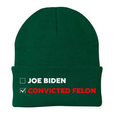 Joe Biden Vs Convicted Felon Funny Ballot Paper Voting Humor Knit Cap Winter Beanie