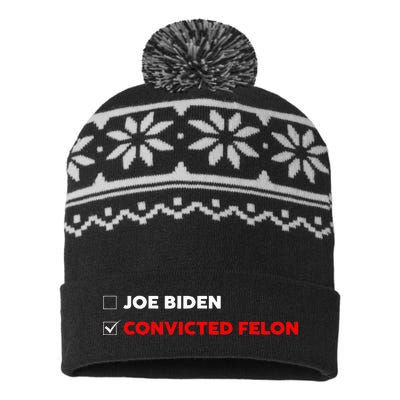 Joe Biden Vs Convicted Felon Funny Ballot Paper Voting Humor USA-Made Snowflake Beanie