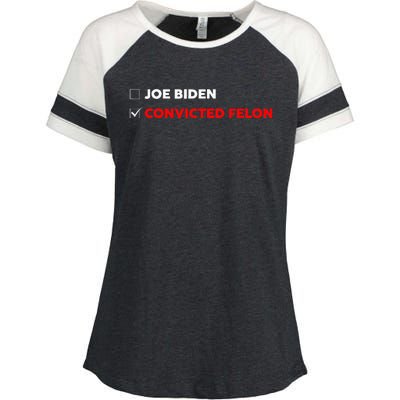 Joe Biden Vs Convicted Felon Funny Ballot Paper Voting Humor Enza Ladies Jersey Colorblock Tee