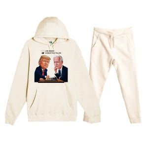 Joe Biden Vs Convicted Felon Funny Ballot Paper Voting Humor Premium Hooded Sweatsuit Set