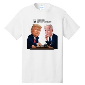 Joe Biden Vs Convicted Felon Funny Ballot Paper Voting Humor Tall T-Shirt