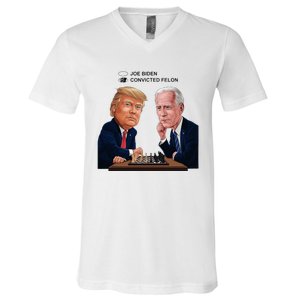 Joe Biden Vs Convicted Felon Funny Ballot Paper Voting Humor V-Neck T-Shirt