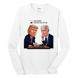 Joe Biden Vs Convicted Felon Funny Ballot Paper Voting Humor Tall Long Sleeve T-Shirt