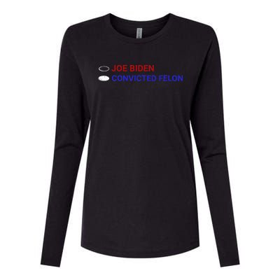 Joe Biden Vs Convicted Felon Ballot Paper Voting For Trump Womens Cotton Relaxed Long Sleeve T-Shirt