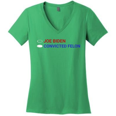 Joe Biden Vs Convicted Felon Ballot Paper Voting For Trump Women's V-Neck T-Shirt