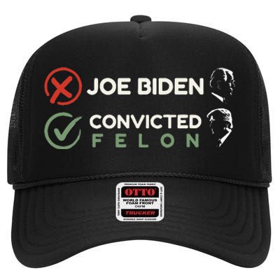 Joe Biden Vs Convicted Felon Trump Ballot Paper Voting 2024 High Crown Mesh Back Trucker Hat