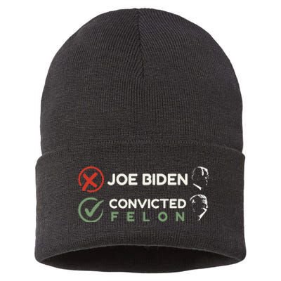 Joe Biden Vs Convicted Felon Trump Ballot Paper Voting 2024 Sustainable Knit Beanie