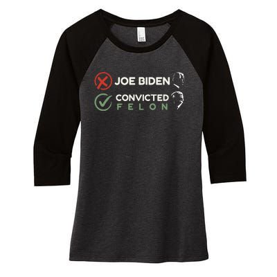 Joe Biden Vs Convicted Felon Trump Ballot Paper Voting 2024 Women's Tri-Blend 3/4-Sleeve Raglan Shirt