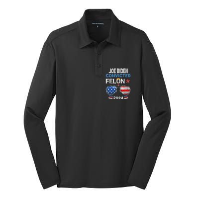 Joe Biden Vs Convicted Felon Silk Touch Performance Long Sleeve Polo