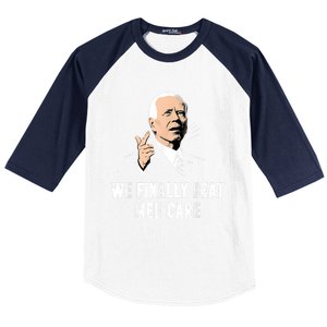 Joe Biden We Finally Beat Medicare Funny Anti Biden Baseball Sleeve Shirt