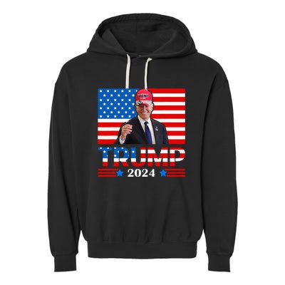 Joe Biden Wearing A Trump Hat Meme 2024 Election Vote Trump Garment-Dyed Fleece Hoodie