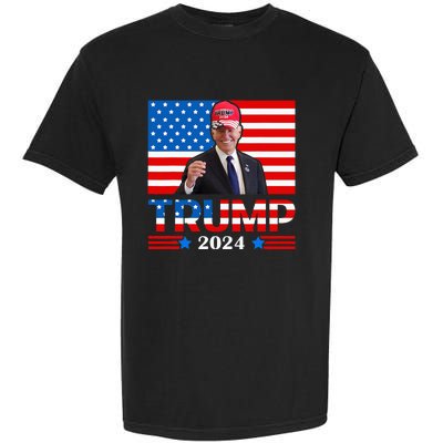 Joe Biden Wearing A Trump Hat Meme 2024 Election Vote Trump Garment-Dyed Heavyweight T-Shirt