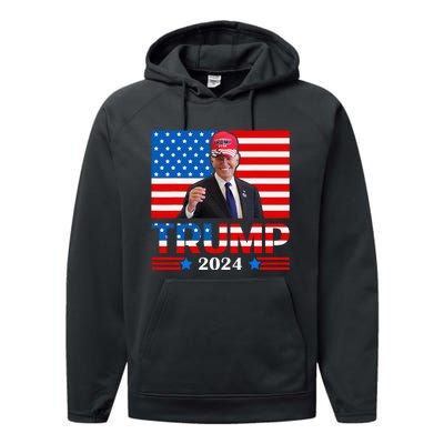 Joe Biden Wearing A Trump Hat Meme 2024 Election Vote Trump Performance Fleece Hoodie