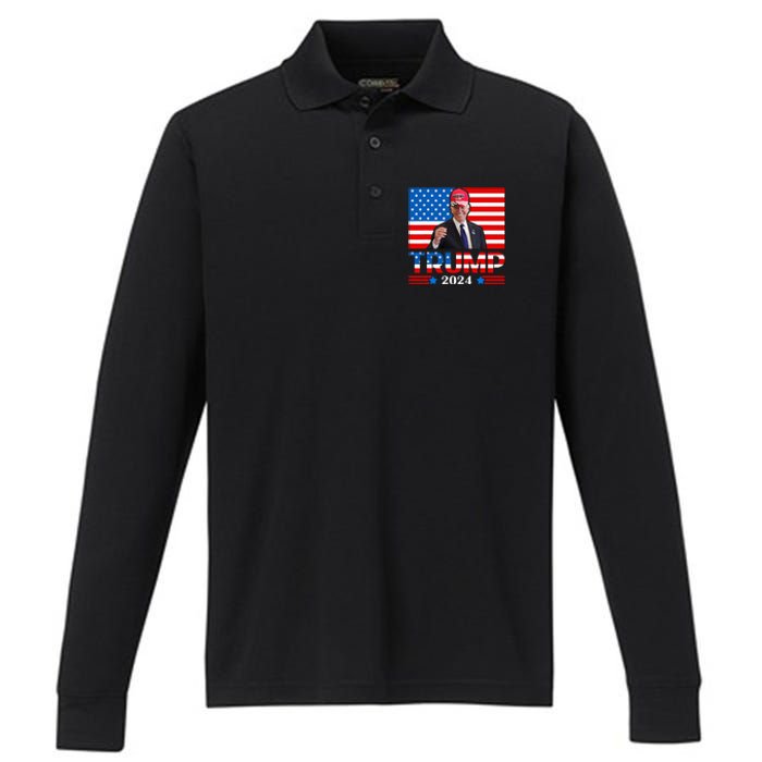 Joe Biden Wearing A Trump Hat Meme 2024 Election Vote Trump Performance Long Sleeve Polo