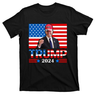 Joe Biden Wearing A Trump Hat Meme 2024 Election Vote Trump T-Shirt