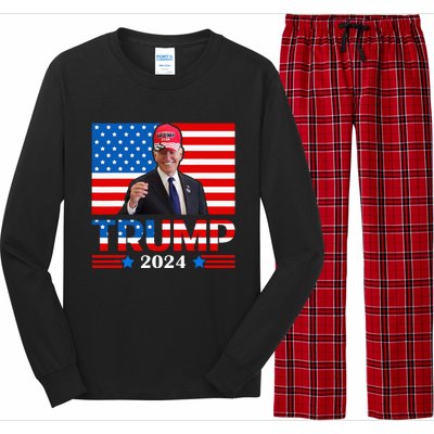 Joe Biden Wearing A Trump Hat Meme 2024 Election Vote Trump Long Sleeve Pajama Set