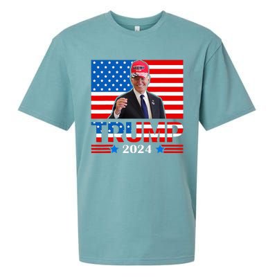 Joe Biden Wearing A Trump Hat Meme 2024 Election Vote Trump Sueded Cloud Jersey T-Shirt