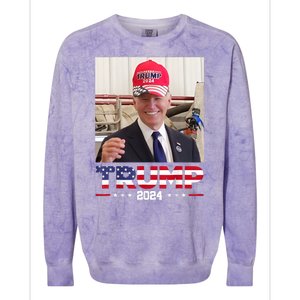 Joe Biden Wearing A Trump Hat Colorblast Crewneck Sweatshirt