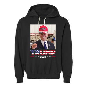 Joe Biden Wearing A Trump Hat Garment-Dyed Fleece Hoodie