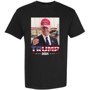 Joe Biden Wearing A Trump Hat Garment-Dyed Heavyweight T-Shirt