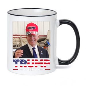 Joe Biden Wearing A Trump Hat 11oz Black Color Changing Mug