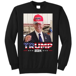 Joe Biden Wearing A Trump Hat Sweatshirt