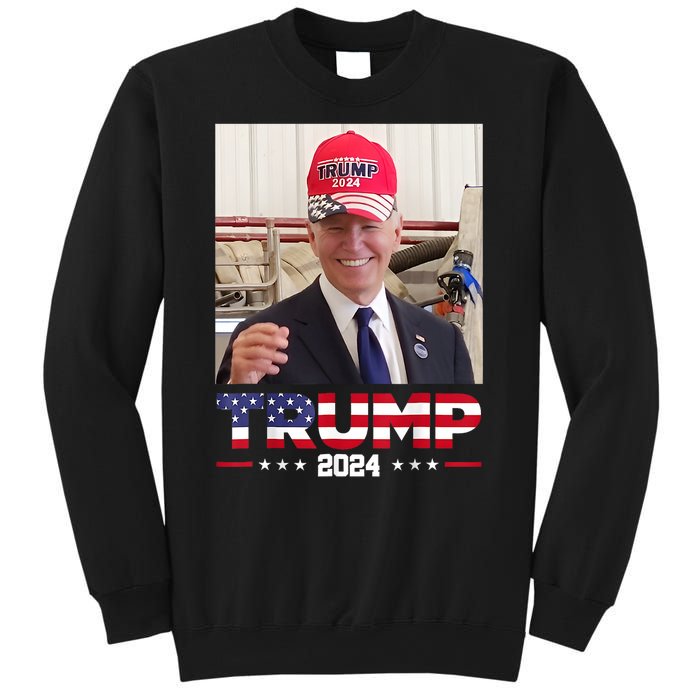 Joe Biden Wearing A Trump Hat Sweatshirt