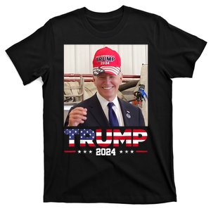 Joe Biden Wearing A Trump Hat T-Shirt