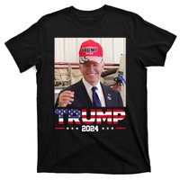 Joe Biden Wearing A Trump Hat T-Shirt