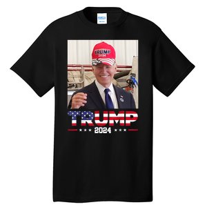 Joe Biden Wearing A Trump Hat Tall T-Shirt