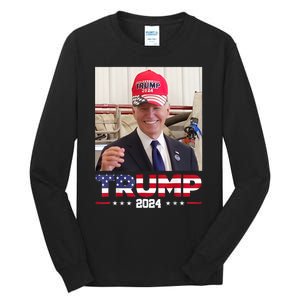 Joe Biden Wearing A Trump Hat Tall Long Sleeve T-Shirt