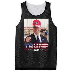 Joe Biden Wearing A Trump Hat Mesh Reversible Basketball Jersey Tank