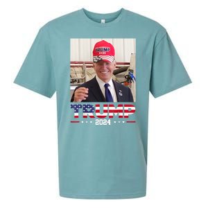 Joe Biden Wearing A Trump Hat Sueded Cloud Jersey T-Shirt