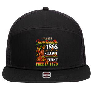 Juneteenth Black Wo Because My Ancestor Weren't Free 1776 7 Panel Mesh Trucker Snapback Hat