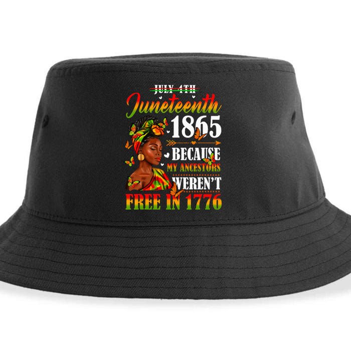 Juneteenth Black Wo Because My Ancestor Weren't Free 1776 Sustainable Bucket Hat