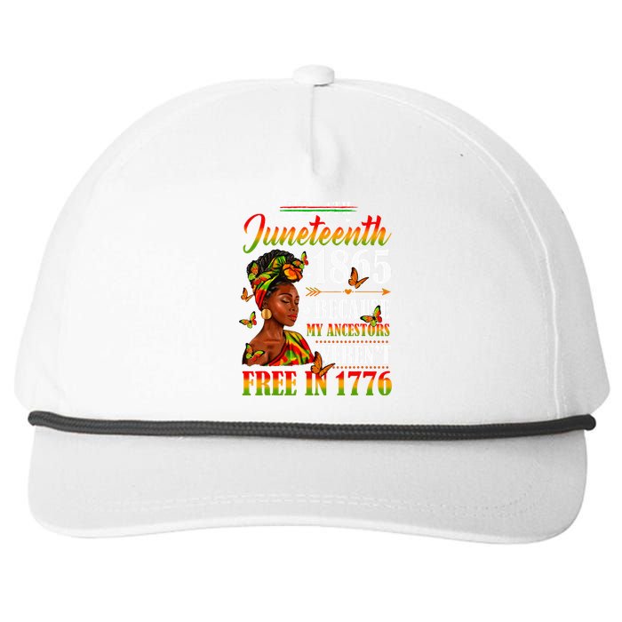 Juneteenth Black Wo Because My Ancestor Weren't Free 1776 Snapback Five-Panel Rope Hat