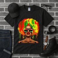 Juneteenth Black Wo Afro Hair Pop Art Black History Tall T-Shirt