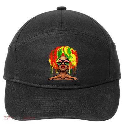 Juneteenth Black Wo Afro Hair Pop Art Black History 7-Panel Snapback Hat