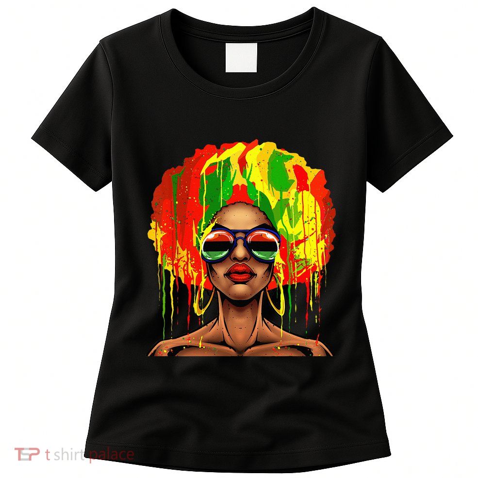 Juneteenth Black Wo Afro Hair Pop Art Black History Womens T-Shirt