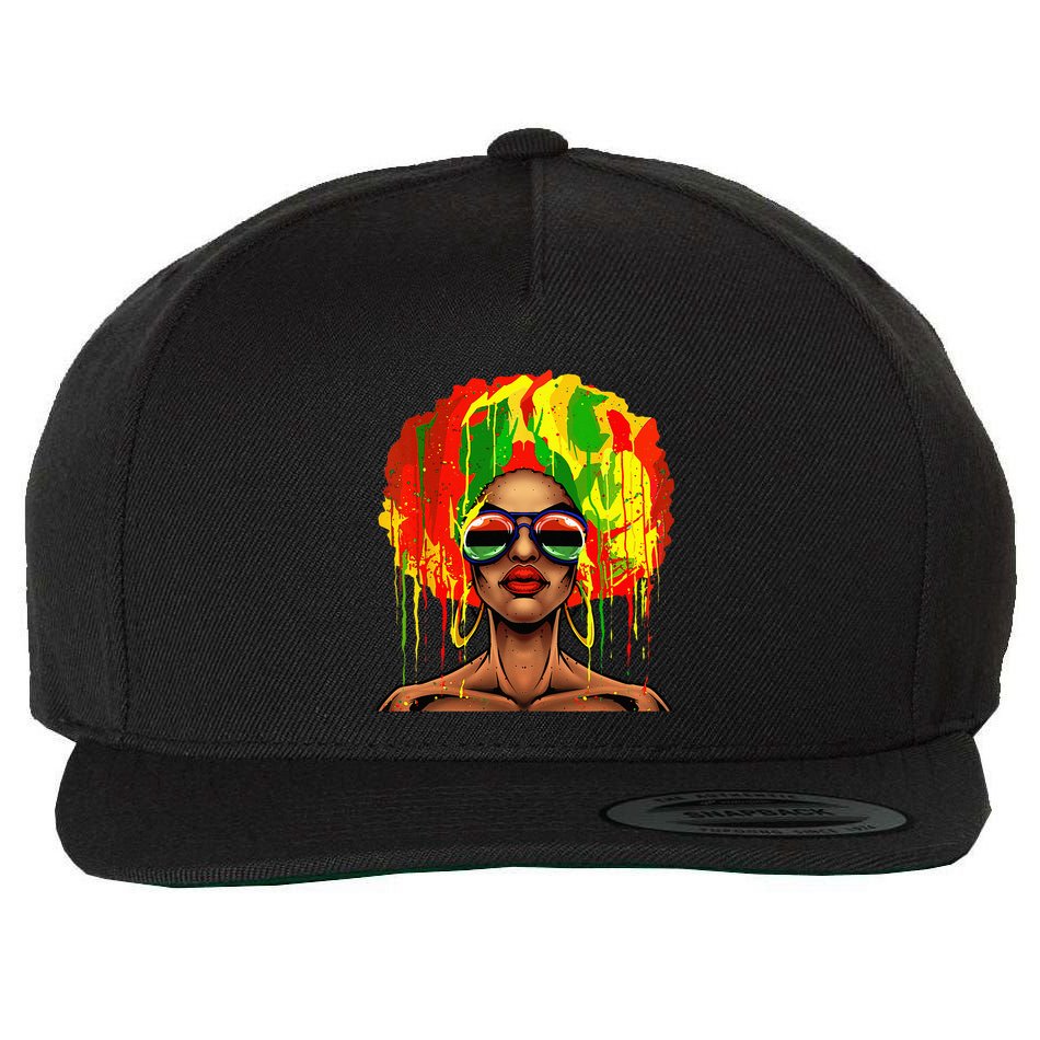 Juneteenth Black Wo Afro Hair Pop Art Black History Wool Snapback Cap