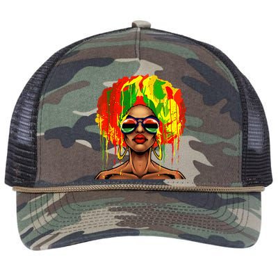 Juneteenth Black Wo Afro Hair Pop Art Black History Retro Rope Trucker Hat Cap