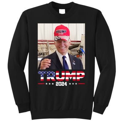 Joe Biden Wearing A Trump Hat Sweatshirt