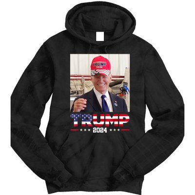 Joe Biden Wearing A Trump Hat Tie Dye Hoodie