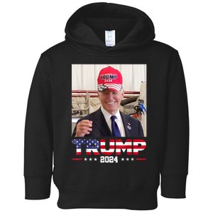 Joe Biden Wearing A Trump Hat Toddler Hoodie