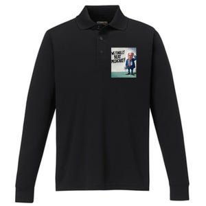 Joe Biden We Finally Beat Medicare! Performance Long Sleeve Polo