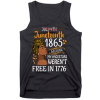 Juneteenth Black Wo Because My Ancestor Weren't Free 1776 Tank Top