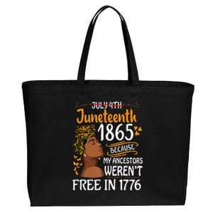 Juneteenth Black Wo Because My Ancestor Weren't Free 1776 Cotton Canvas Jumbo Tote