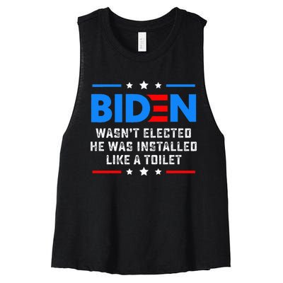 Joe Biden Wasn’T Elected He Was Installed Like A Toilet Women's Racerback Cropped Tank