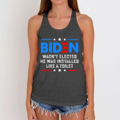 Joe Biden Wasn’T Elected He Was Installed Like A Toilet Women's Knotted Racerback Tank